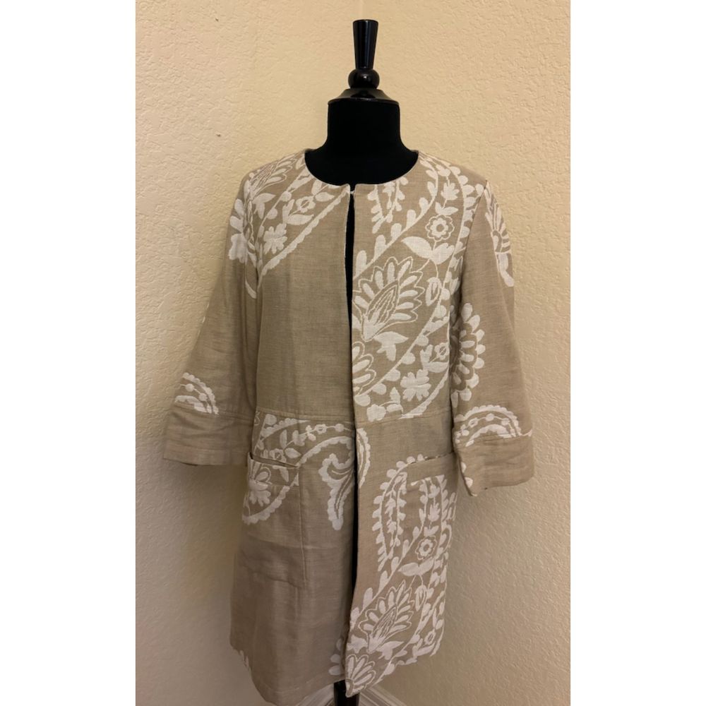 Chico's Bi-Color Jacquard 3/4 Sleeves Jacket - Sz 1 (8/10)